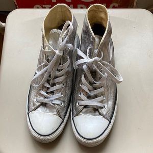 Converse Chuck Taylor All Star Shiny Metal High Top Silver